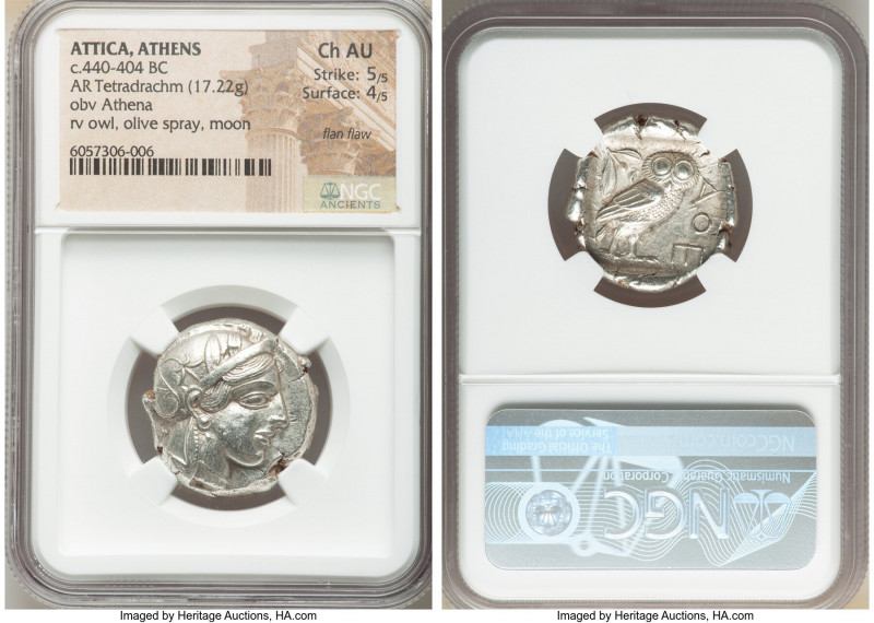 ATTICA. Athens. Ca. 440-404 BC. AR tetradrachm (24mm, 17.22 gm, 4h). NGC Choice ...