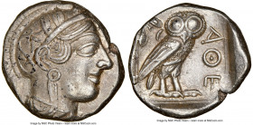 ATTICA. Athens. Ca. 440-404 BC. AR tetradrachm (25mm, 17.13 gm, 5h). NGC Choice AU 5/5 - 3/5. Mid-mass coinage issue. Head of Athena right, wearing ea...