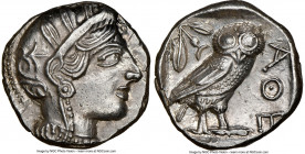 ATTICA. Athens. Ca. 440-404 BC. AR tetradrachm (24mm, 17.19 gm, 8h). NGC Choice AU 5/5 - 3/5, brushed. Mid-mass coinage issue. Head of Athena right, w...