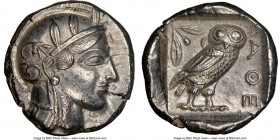 ATTICA. Athens. Ca. 440-404 BC. AR tetradrachm (25mm, 17.19 gm, 10h). NGC AU 5/5 - 4/5. Mid-mass coinage issue. Head of Athena right, wearing earring,...