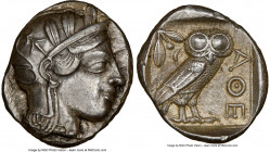 ATTICA. Athens. Ca. 440-404 BC. AR tetradrachm (25mm, 17.20 gm, 7h). NGC AU 5/5 - 4/5. Mid-mass coinage issue. Head of Athena right, wearing earring, ...
