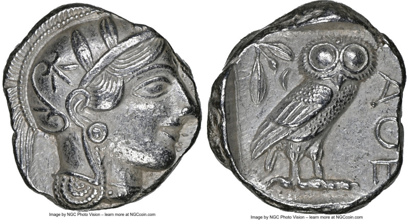 ATTICA. Athens. Ca. 440-404 BC. AR tetradrachm (24mm, 17.17 gm, 1h). NGC AU 4/5 ...