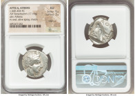 ATTICA. Athens. Ca. 440-404 BC. AR tetradrachm (25mm, 17.16 gm, 4h). NGC AU 5/5 - 3/5, edge cut. Mid-mass coinage issue. Head of Athena right, wearing...