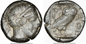 ATTICA. Athens. Ca. 440-404 BC. AR tetradrachm (23mm, 17.21 gm, 10h). NGC Choice XF 4/5 - 3/5. Mid-mass coinage issue. Head of Athena right, wearing e...