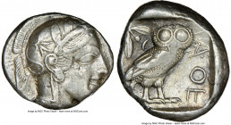 ATTICA. Athens. Ca. 440-404 BC. AR tetradrachm (26mm, 17.13 gm, 10h). NGC Choice VF 3/5 - 3/5. Mid-mass coinage issue. Head of Athena right, wearing e...