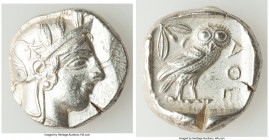 ATTICA. Athens. Ca. 440-404 BC. AR tetradrachm (26mm, 16.95 gm, 4h). Choice XF, test cut. Mid-mass coinage issue. Head of Athena right, wearing creste...