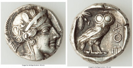 ATTICA. Athens. Ca. 440-404 BC. AR tetradrachm (25mm, 17.15 gm, 1h). XF, brushed. Mid-mass coinage issue. Head of Athena right, wearing crested Attic ...
