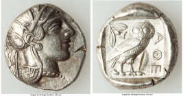 ATTICA. Athens. Ca. 440-404 BC. AR tetradrachm (26mm, 17.10 gm, 11h). XF, brushed. Mid-mass coinage issue. Head of Athena right, wearing crested Attic...