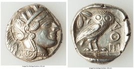 ATTICA. Athens. Ca. 440-404 BC. AR tetradrachm (25mm, 17.16 gm, 10h). Choice XF, marks, brushed. Mid-mass coinage issue. Head of Athena right, wearing...