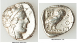 ATTICA. Athens. Ca. 440-404 BC. AR tetradrachm (26mm, 17.12 gm, 4h). VF, brushed. Mid-mass coinage issue. Head of Athena right, wearing crested Attic ...
