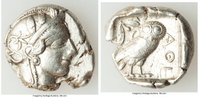 ATTICA. Athens. Ca. 440-404 BC. AR tetradrachm (27mm, 17.18 gm, 10h). XF, flan flaws, scratch, brushed. Mid-mass coinage issue. Head of Athena right, ...