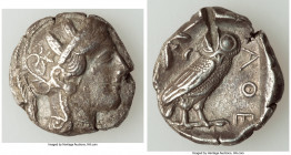 ATTICA. Athens. Ca. 440-404 BC. AR tetradrachm (26mm, 17.13 gm, 5h). Choice VF, scratch, test cut. Mid-mass coinage issue. Head of Athena right, weari...