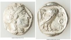ATTICA. Athens. Ca. 440-404 BC. AR tetradrachm (26mm, 16.93 gm, 7h). AU, porosity. Mid-mass coinage issue. Head of Athena right, wearing crested Attic...