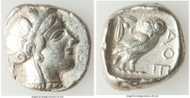 ATTICA. Athens. Ca. 440-404 BC. AR tetradrachm (26mm, 17.13 gm, 5h). Choice VF, marks, brushed. Mid-mass coinage issue. Head of Athena right, wearing ...