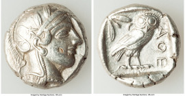 ATTICA. Athens. Ca. 440-404 BC. AR tetradrachm (24mm, 17.16 gm, 1h). XF, flan flaw, brushed. Mid-mass coinage issue. Head of Athena right, wearing cre...