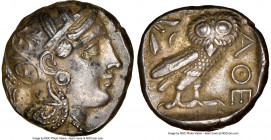ATTICA. Athens. Ca. 393-294 BC. AR tetradrachm (24mm, 17.18 gm, 8h). NGC Choice XF 5/5 - 4/5. Late mass coinage issue. Head of Athena with eye in true...