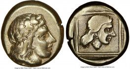 LESBOS. Mytilene. Ca. 412-378 BC. EL sixth-stater or hecte (11mm, 2.48 gm, 1h).NGC Choice VF 4/5 - 4/5. Laureate head of Apollo right, with long hair ...