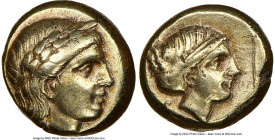 LESBOS. Mytilene. Ca. 377-326 BC. EL sixth-stater or hecte (10mm, 2.54 gm, 12h). NGC XF 5/5 - 3/5. Laureate head of Apollo right / Head of Artemis rig...