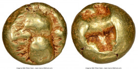 IONIA. Ephesus. Ca. 600-550 BC. EL sixth-stater or hecte (9mm, 2.35 gm). NGC Choice Fine 4/5 - 4/5. 'Primitive' bee, viewed from above / Two incuse sq...