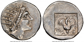 CARIAN ISLANDS. Rhodes. Ca. 88-84 BC. AR drachm (15mm, 11h). NGC Choice AU. Plinthophoric standard, Euphanes, magistrate. Radiate head of Helios right...