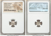 LYCIAN DYNASTS. Mithrapata (ca. 390-360 BC). AR sixth-stater (13mm, 3h). NGC AU. Uncertain mint. Lion scalp facing / MEΘ-PAΠ-AT-A, triskeles with void...