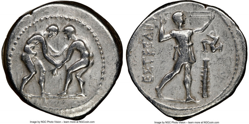 PAMPHYLIA. Aspendus. Ca. 325-250 BC. AR stater (24mm, 12h). NGC VF. Two wrestler...