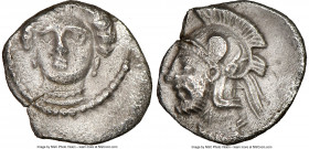 CILICIA. Tarsus. Datames (ca. 380-362/1 BC). AR obol (10mm, 6h). NGC Choice XF. Head of female (Arethusa?) facing, turned slightly left, wearing earri...