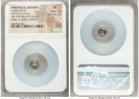 PHOENICIA. Aradus. Ca. 400-350 BC. AR obol (9mm, 0.81 gm, 9h). NGC XF 5/5 - 3/5. Ca. 400-380 BC. Half-length bust of marine deity (Ba'al Arwad) facing...