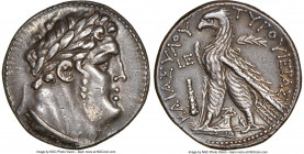 PHOENICIA. Tyre. Ca. 126/5 BC-AD 65/6. AR shekel (28mm, 14.17 gm, 12h). NGC Choice XF 5/5 - 3/5, edge filing. Dated Civic Year 5 (122/1 BC). Laureate ...