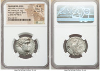 PHOENICIA. Tyre. Ca. 126/5 BC-AD 67/8. AR shekel (25mm, 13.79 gm, 12h). NGC Choice VF 4/5 - 3/5. Dated Civic Year 171 (AD 45/6). Laureate head of Melq...