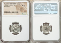 PARTHIAN KINGDOM. Phraates IV (ca. 38-2 BC). AR drachm (19mm, 12h). NGC AU. Mithradatkart. Diademed and draped bust left, wart on forehead; eagle with...