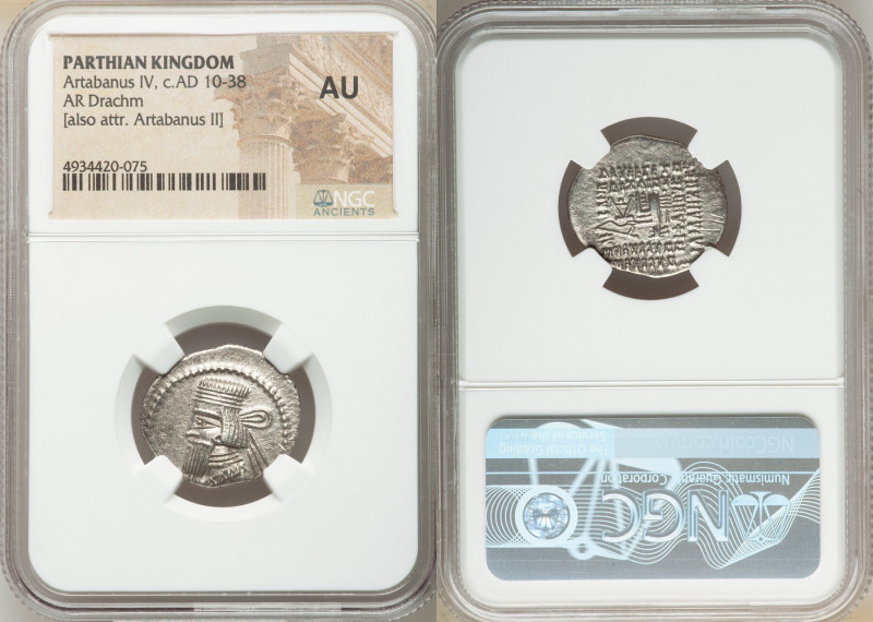 PARTHIAN KINGDOM. Artabanus IV (ca. AD 10-38). AR drachm (22mm, 12h). NGC AU. Ec...