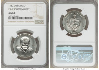 Republic 5-Piece Lot of Certified Assorted Pesos NGC, 1) "Ernest Hemingway" Peso 1982 - MS58, KM88 2) "Ernesto Che Guevara 20th Anniversary of Death" ...