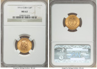 Republic gold 4 Pesos 1916 MS62 NGC, Philadelphia mint, KM18. AGW 0.1935 oz. 

HID09801242017

© 2020 Heritage Auctions | All Rights Reserved