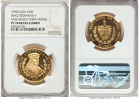 Republic gold Proof "King Ferdinand V" 50 Pesos 1990 PR70 Ultra Cameo NGC, Havana mint, KM299. Mintage: 250. Commemorates the 500th Anniversary - Disc...