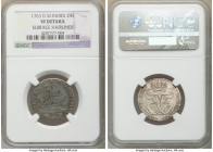 Danish Colony. Frederick V 24 Skilling 1763 VF Details (Surface Hairlines) NGC, KM9. Pewter and charcoal toning. 

HID09801242017

© 2020 Heritage...