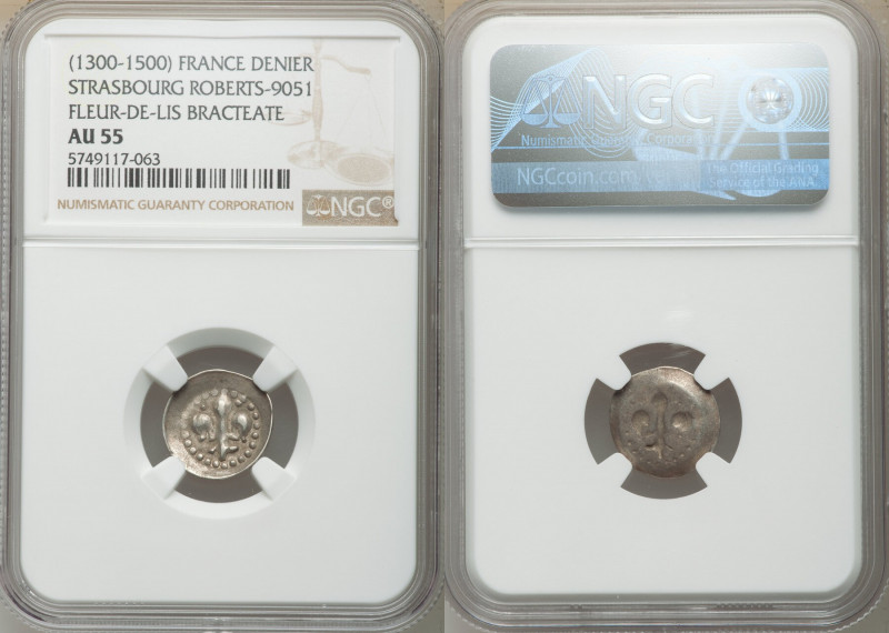 Strasbourg. Anonymous Denier (Fleur-de-Lis Bracteate) ND (1300-1500) AU55 NGC, R...