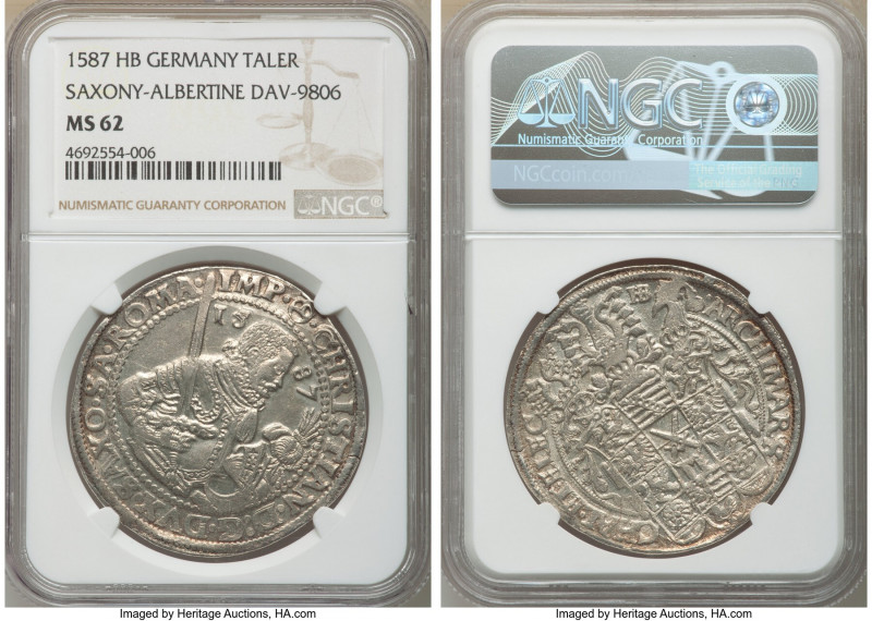 Saxony. Christian II Taler 1587-HB MS62 NGC, Dresden mint, Dav-9806.

HID09801...