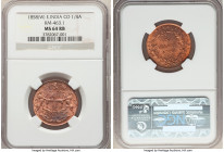 British India. East India Company 3-Piece Lot of Certified 1/4 Annas 1858-(w) MS64 Red and Brown NGC, Birmingham mint, KM463.1. Single wreath tips var...