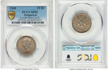 French Colony copper-nickel Specimen Essai Franc 1948-(a) SP65 PCGS, Paris mint, KM-E1, Lec-96. Streaked russet and gray toning. 

HID09801242017
...