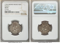 Philip II Cob Real ND (1556-1598) Mo-O AU55 NGC, Mexico City mint, KM9, Cal-643. 3.37gm. 

HID09801242017

© 2020 Heritage Auctions | All Rights R...