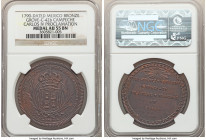 Charles IV bronze Proclamation Medal 1790-Dated AU55 NGC, Grove-C-42b. Struck in Campeche for Juan Pedro Yturalde. PROCLAMADO * EN * CAMPECHE * POR * ...