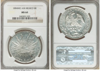 Republic 8 Reales 1894 Mo-AM MS64 NGC, Mexico City mint, KM377.10, DP-Mo80. Brilliant reflective surfaces, couple of minor die breaks at top of rays. ...