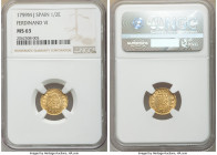 Ferdinand VI gold 1/2 Escudo 1759 M-J MS63 NGC, Madrid mint, KM378. Lovely portrait, butter-gold color. 

HID09801242017

© 2020 Heritage Auctions...