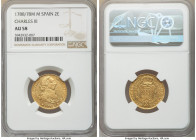 Charles III gold 2 Escudos 1788/78 M-M AU58 NGC, Madrid mint, KM417.1a, Fr-286. Visible overdate, well struck and conservatively graded. 

HID098012...