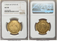 Charles IV gold 4 Escudos 1796 M-MF AU58 NGC, Madrid mint, KM436.1. Harvest gold surfaces. 

HID09801242017

© 2020 Heritage Auctions | All Rights...