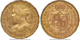 Isabel II gold 10 Escudos 1868(73) MS65 NGC, Madrid mint, KM636.3. AGW 0.2427 oz. 

HID09801242017

© 2020 Heritage Auctions | All Rights Reserved...