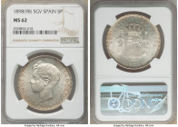 Alfonso XIII 3-Piece Lot of Assorted 5 Pesetas, 1) 5 Pesetas 1898(98) SG-V - MS62 NGC 2) 5 Pesetas 1898(98) SG-V - MS62 PCGS 3) 5 Pesetas 1899(99) SG-...