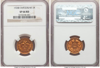 Confederation 3-Piece Lot of Certified Specimen 2 Rappen 1938-B NGC, Bern mint, KM4.2a. Lot includes (1) SP66 Red, (1) SP65 Red and (1) SP64 Red. Sold...