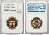 Republic gold Proof "Year of the Child" 10000 Lira 1979 PR69 Ultra Cameo NGC, KM933. Mintage: 4,450. UNICEF and International year of the Child Issue....